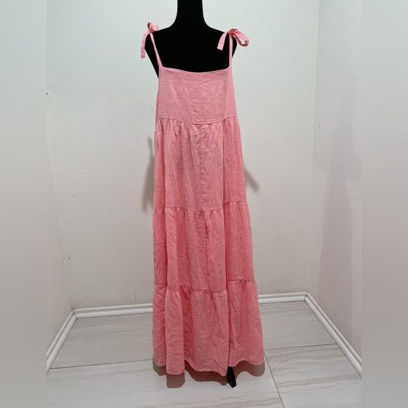 Zara tiered cotton long dress,voluminous, bubblegum pastel 2023 designer XXL - Picture 6 of 8